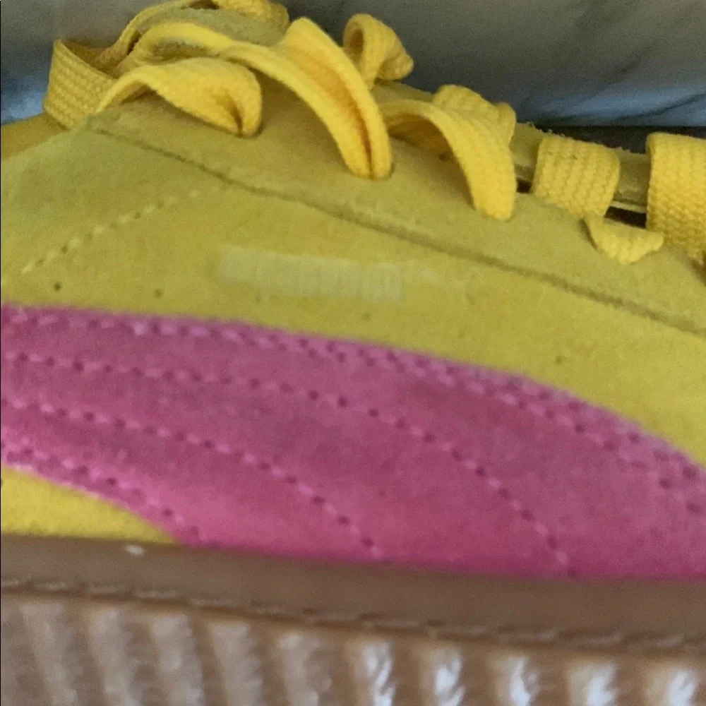 PUMA X Rihanna’s Fenty Yellow & Pink Suede Creapers Sneakers Vibrant Design EUC - Picture 8 of 11